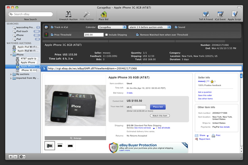 GarageBuys Auktionsansicht